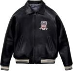 Men's PU Faux Leather Bomber Jacket Varsity Patch Design