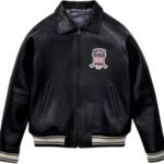 Men's PU Faux Leather Bomber Jacket Varsity Patch Design