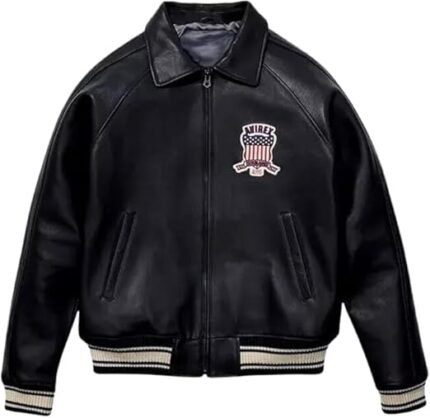 Men's PU Faux Leather Bomber Jacket Varsity Patch Design