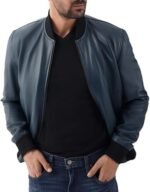 Men's Varsity Style Leather Bomber Jacket Genuine Lambskin - Image 2