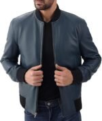 Men's Varsity Style Leather Bomber Jacket Genuine Lambskin