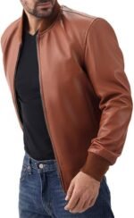 Men's Varsity Style Leather Bomber Jacket Genuine Lambskin - Image 3