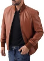 Men's Varsity Style Leather Bomber Jacket Genuine Lambskin