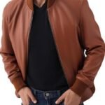 Men's Varsity Style Leather Bomber Jacket Genuine Lambskin