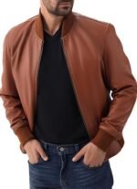Men's Varsity Style Leather Bomber Jacket Genuine Lambskin