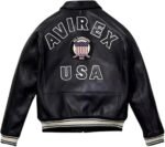 Men's PU Faux Leather Bomber Jacket Varsity Patch Design - Image 2