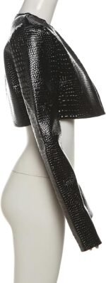 Women Fashion Cropped Faux Leather Jacket Motorcycle Short Coats - Image 3