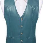 Mens Leather Vests Casual Western Cowboy Vest V-neck