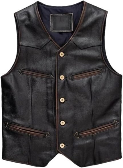 Men's Real Genuine Leather Vest Jacket 