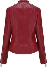 Women's Casual Light Studded Shoulder Moto Biker Faux Leather Jacket