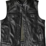 Men's Genuine Leather Motorcycle Vest 
