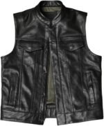 Men's Genuine Leather Motorcycle Vest 