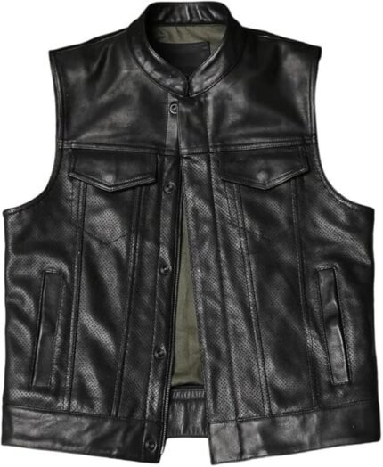 Men's Genuine Leather Motorcycle Vest 