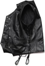 Men's Classical Motorcycle Leather Vest Genuine V Neck Tassels Sleeveless - Image 4
