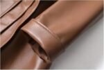 Women Genuine Leather Jackets Spring Autumn Mid Length Belt Slim Sheepskin Leather Trench Coat - Image 4