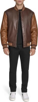 Mens Letterman Varsity Bomber Jacket With Patches - Image 3
