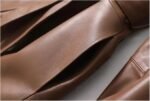 Women Genuine Leather Jackets Spring Autumn Mid Length Belt Slim Sheepskin Leather Trench Coat - Image 2