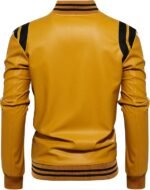 Mens PU Faux Leather Motorcycle Bomber Jacket Stand Collar