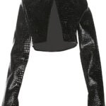 Women Fashion Cropped Faux Leather Jacket Motorcycle Short Coats