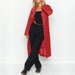 Women's Casual PU Leather Long coat Open Front Trench Coat with Belt - Image 3