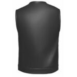 Short Collarless Leather Motorcycle Vest