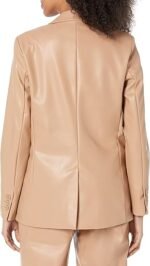 Chic & Classic Tan Vegan Leather Blazer for Women