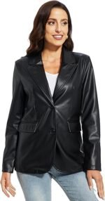 Timeless Edge Women's Black Faux Leather Blazer - Image 2