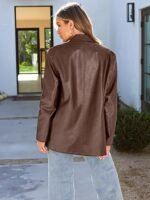 Effortless Elegance Brown Faux Leather Blazer for Women