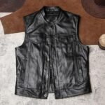Men's Genuine Leather Motorcycle Vest - Image 2