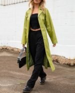 Women's Casual PU Leather Long coat Open Front Trench Coat with Belt - Image 2