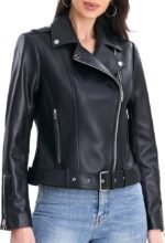 Lambskin Leather Jacket Women,Motorcycle Jacket,Classic Asymmetrical Zip Style