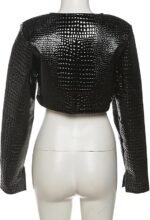 Women Fashion Cropped Faux Leather Jacket Motorcycle Short Coats