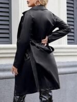 Women’s Black Faux Leather Long Trench Coat