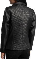  Women’s Black Quilted Leather Blazer Jacket