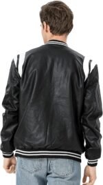 Mens PU Faux Leather Motorcycle Bomber Jacket Stand Collar