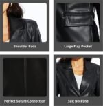 Timeless Edge Women's Black Faux Leather Blazer - Image 4