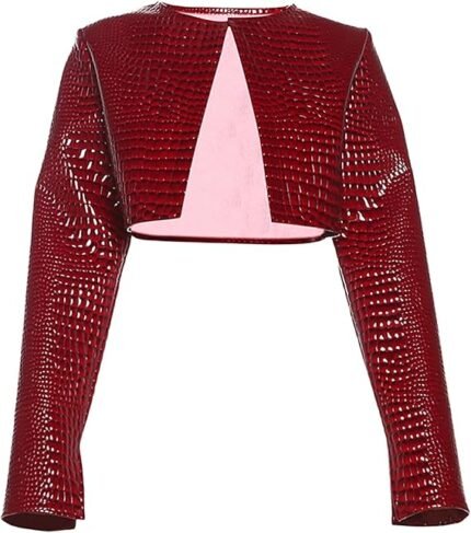 Women Fashion Cropped Faux Leather Jacket Motorcycle Short Coats