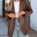 Effortless Elegance Brown Faux Leather Blazer for Women