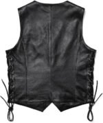 Men's Classical Motorcycle Leather Vest Genuine V Neck Tassels Sleeveless