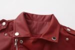 Men's Red Faux Leather Sleeveless Biker Vest with Zipper and Belt - Image 6