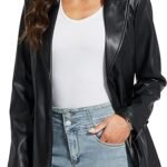 Timeless Edge Women's Black Faux Leather Blazer