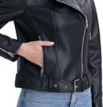 Lambskin Leather Jacket Women,Motorcycle Jacket,Classic Asymmetrical Zip Style - Image 4