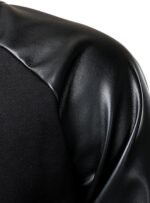 Men’s Varsity Baseball Jacket Cotton Blend Letterman Jacket with Faux Leather - Image 3