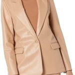 Chic & Classic Tan Vegan Leather Blazer for Women