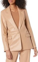 Chic & Classic Tan Vegan Leather Blazer for Women