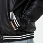 Mens PU Faux Leather Motorcycle Bomber Jacket Stand Collar