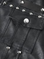 Men's Black Studded Faux Leather Sleeveless Biker Vest - Image 4