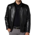 Men's Black Sleek Leather Jacket  Design with Modern Fit