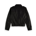 Women's Classic Black Genuine Leather Bomber Jacket - Image 2