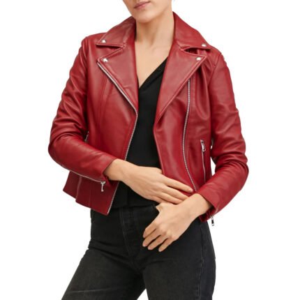 Classic Vintage Style Women's Leather Jacket Genuine Leather